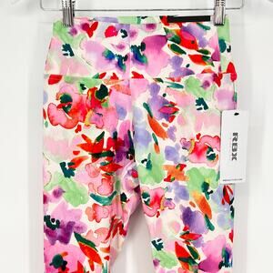 RBX Womens Leggings Soft Floral Yoga Gym Workout Cropped Stretch Pink Small NWT